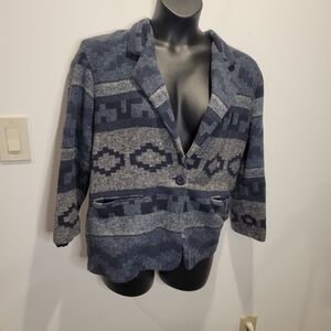 Vintage John Henry women's size L blue Aztec southwestern blazer